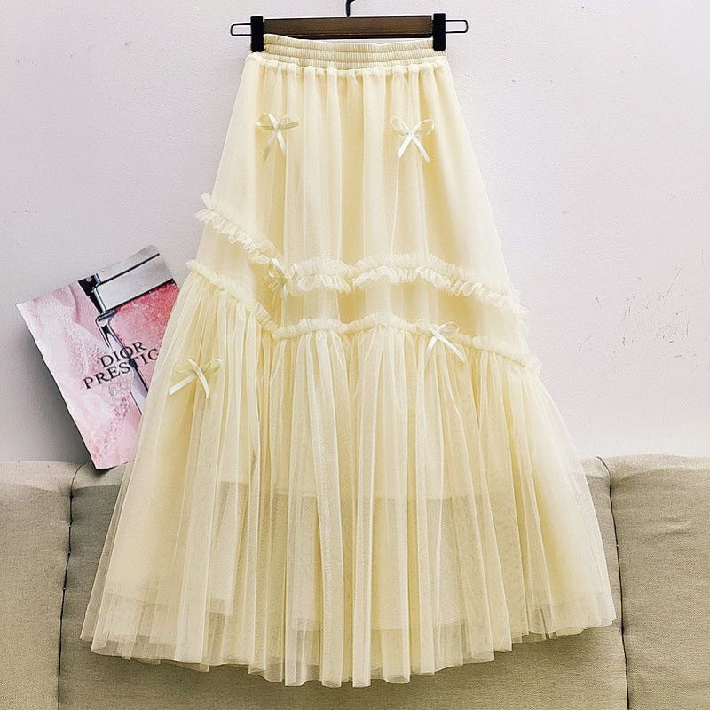 Fashion Women High-Waisted Casual Tulle Skirt Elegant Slim Pleated Lady’s Skirt