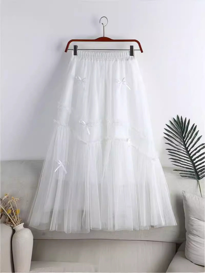Fashion Women High-Waisted Casual Tulle Skirt Elegant Slim Pleated Lady’s Skirt